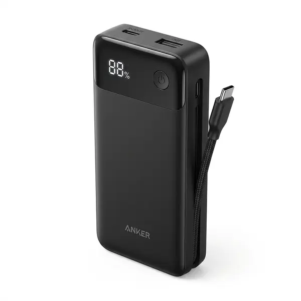 Anker Power Bank with Built-In USB-C Cable and LED Display