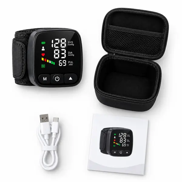 Arabic Digital Wrist Blood Pressure Monitor with Pulse Rate and Color Indicator