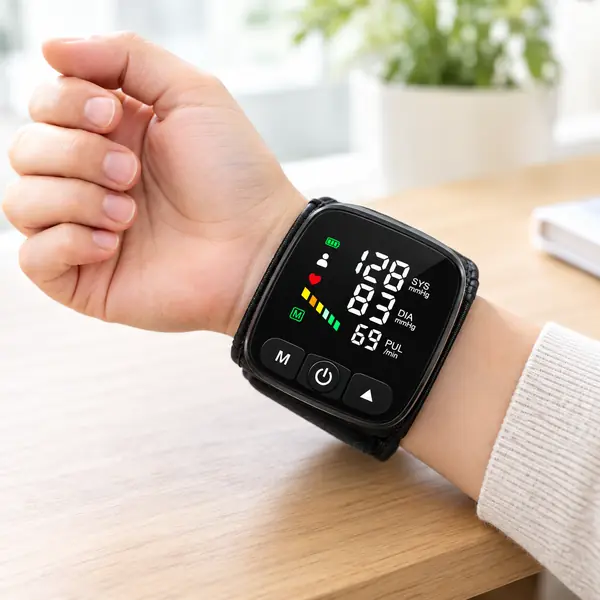 Arabic Digital Wrist Blood Pressure Monitor with Pulse Rate and Color Indicator