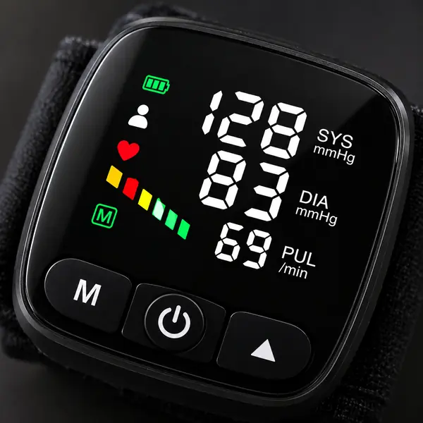 Arabic Digital Wrist Blood Pressure Monitor with Pulse Rate and Color Indicator