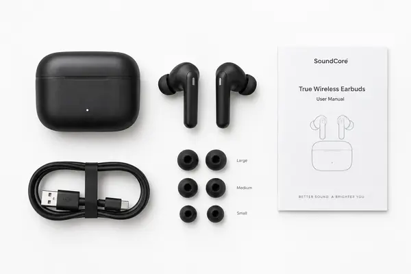 Wireless Bluetooth Earphones with Noise Cancellation & Charging Case